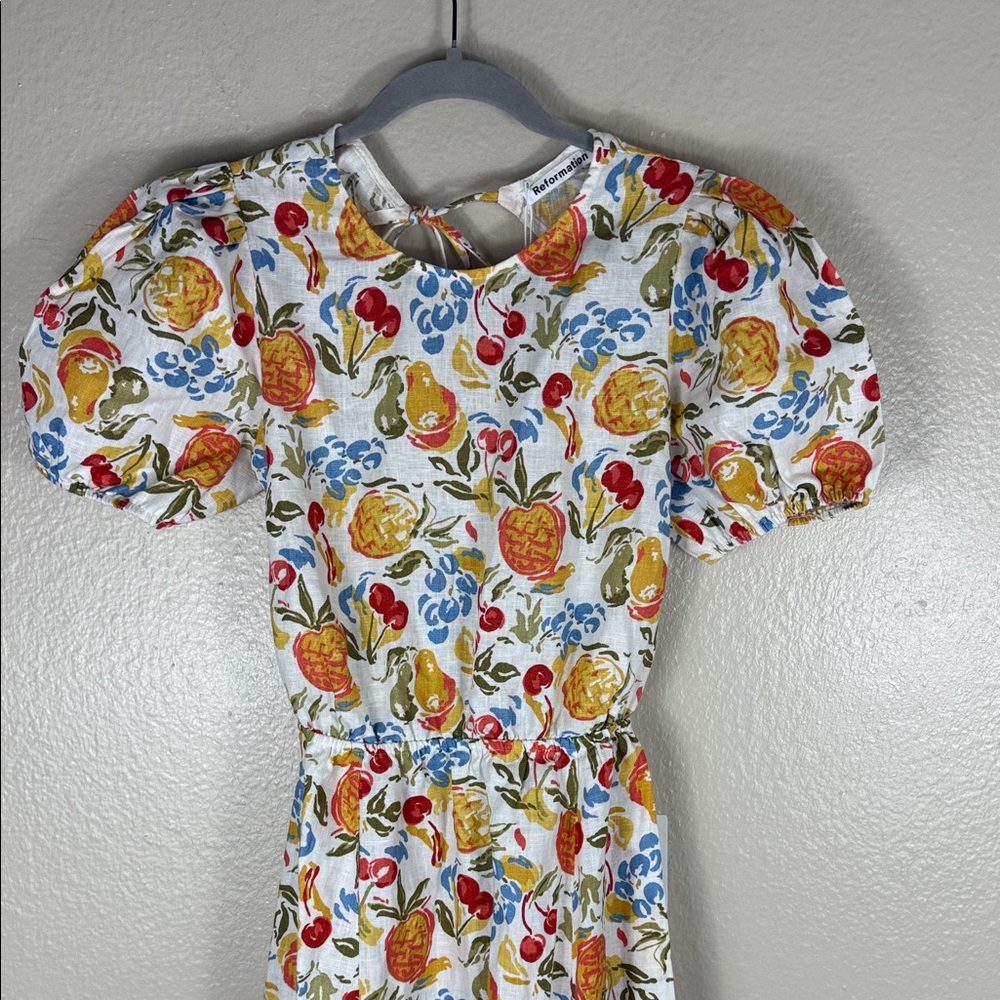 Reformation Anneliese Linen Dress in Fruit Cocktail - Picture 6 of 13